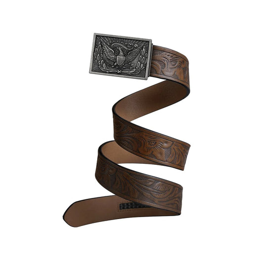 Leather Ratchet Belt with Eagle Buckle