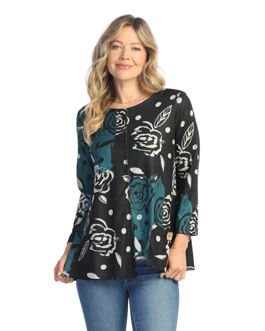 Brushed Knit Tunic With Pocket And Button - Rosette