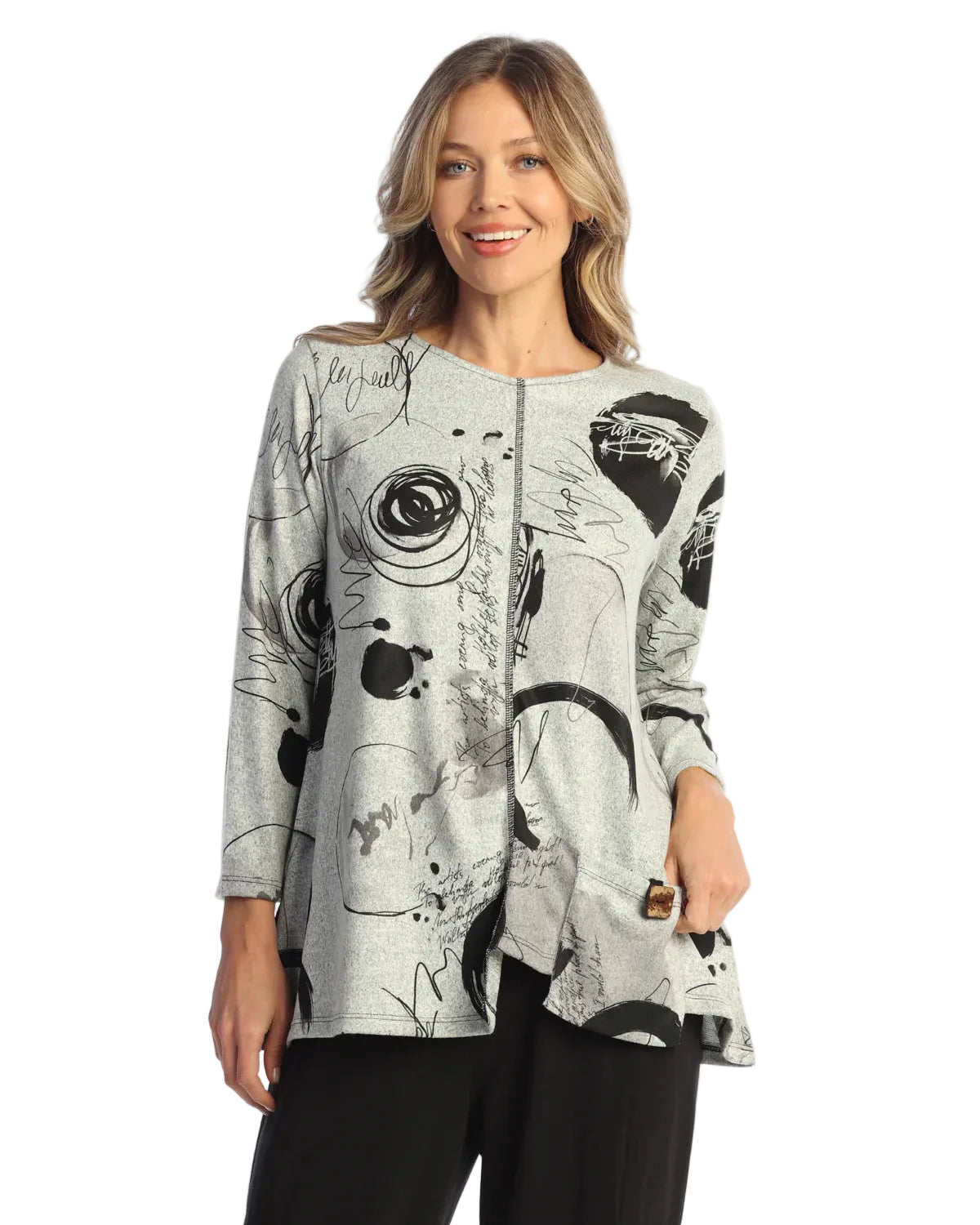 C-Brushed Knit Tunic With Pocket And Button - Tempo