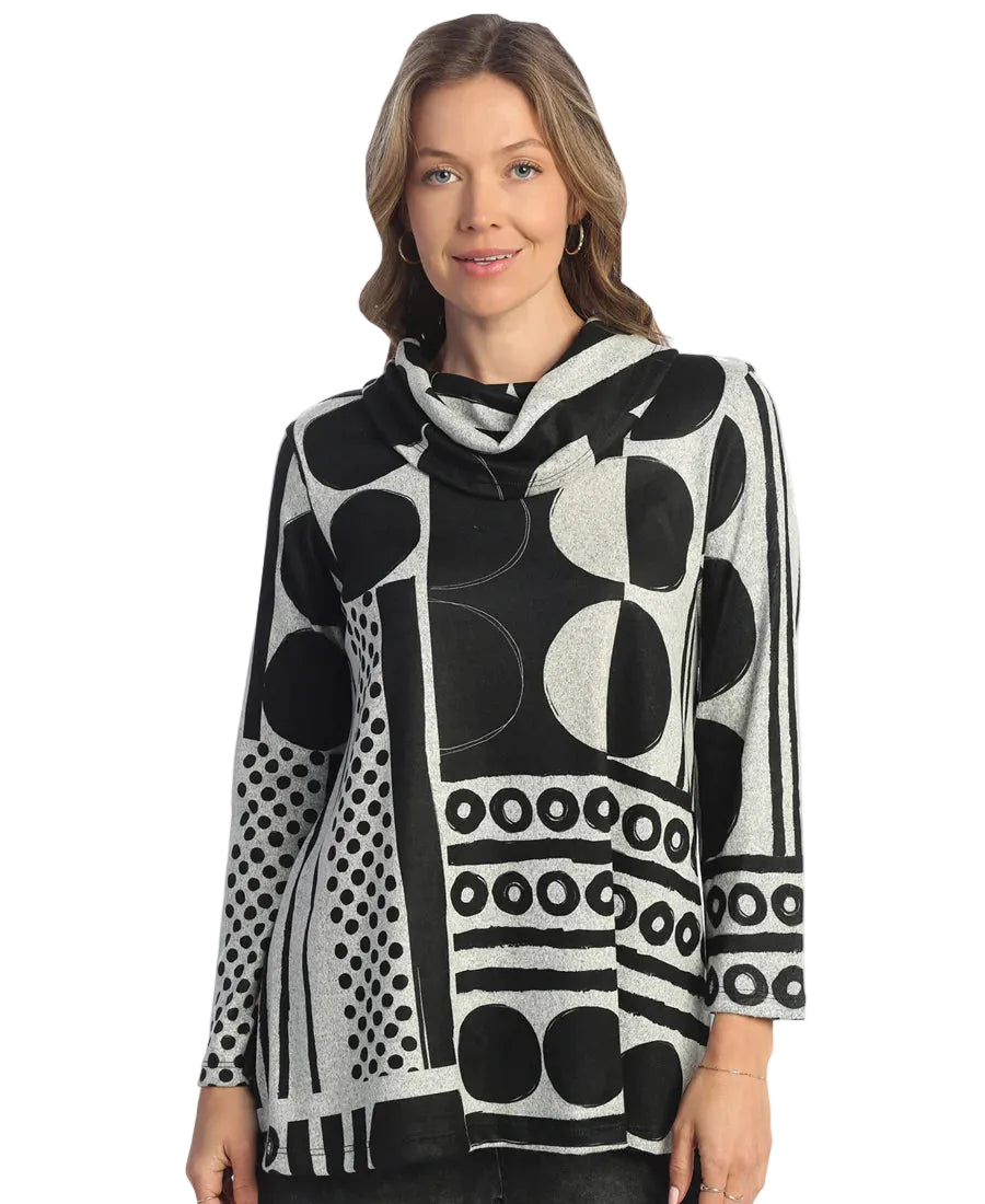 French Brushed Knit Cowl Neck Tunic - Bebop