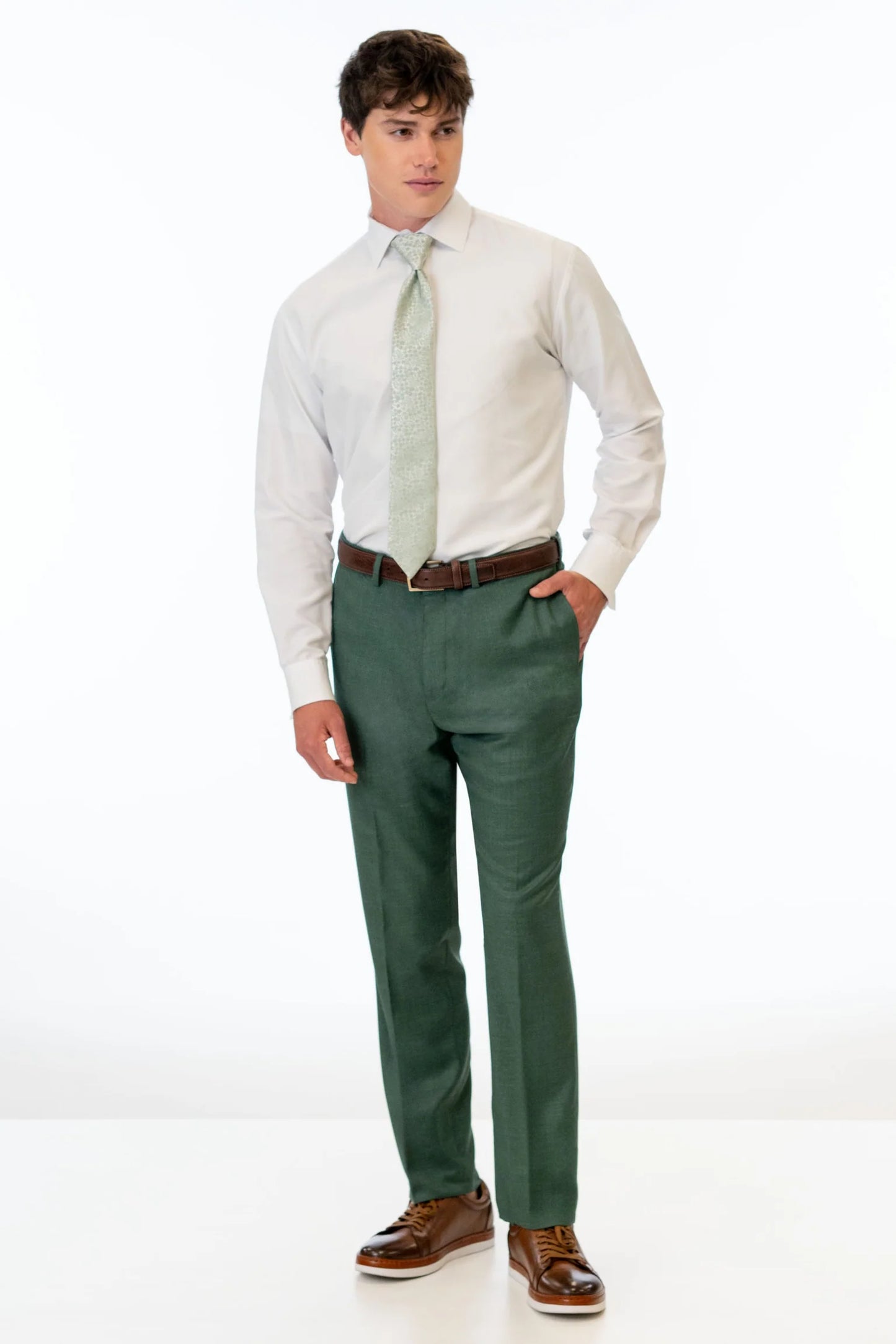 Forest Green Stretch Slim Fit Suit Pants by Couture 1910