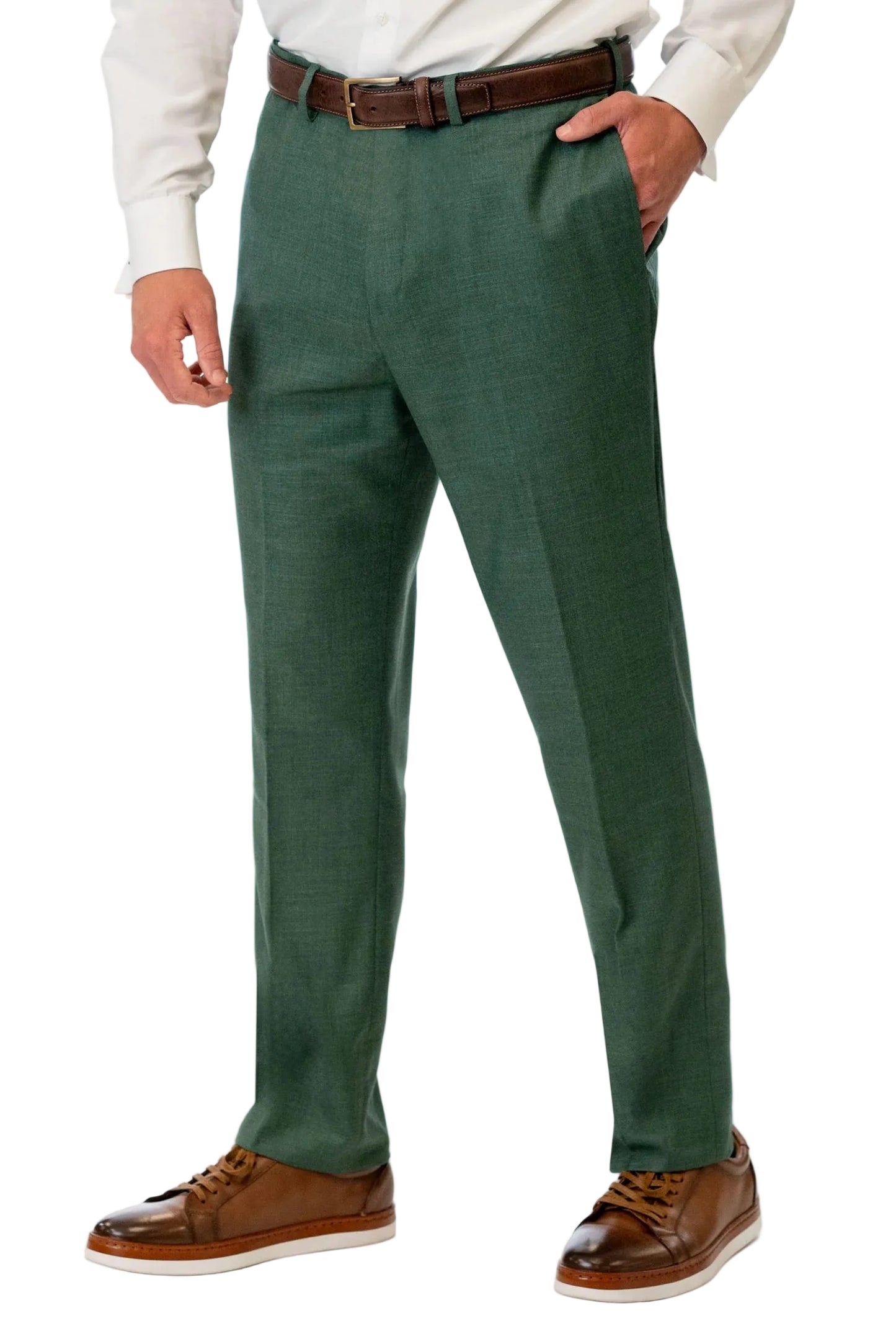 Forest Green Stretch Slim Fit Suit Pants by Couture 1910
