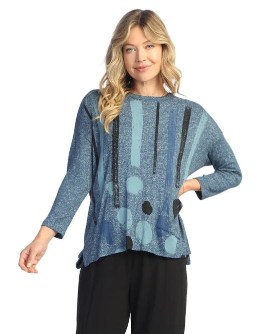 Soft-Brushed Dolman Top - Blue Drizzle