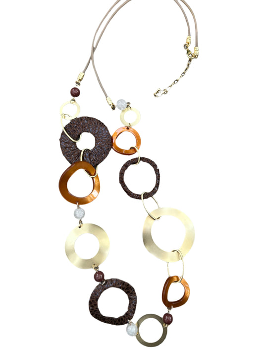 Mixed Media Abstract Circle Necklace