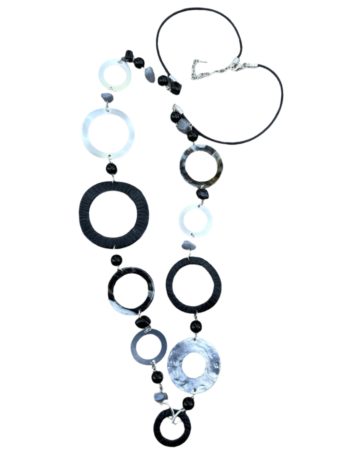 Mixed Media Abstract Circle Necklace