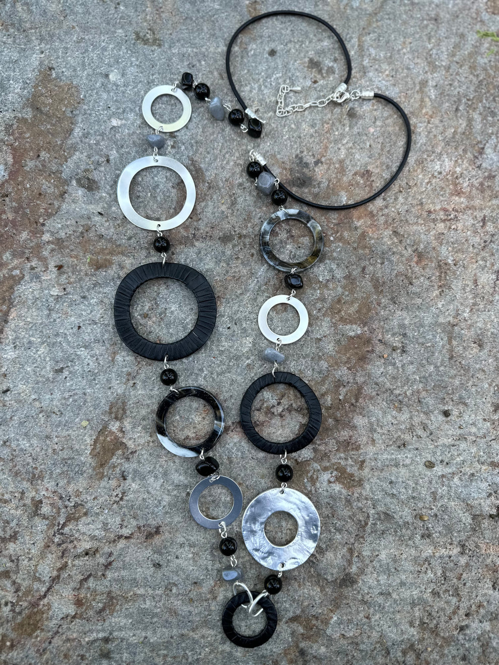 Mixed Media Abstract Circle Necklace