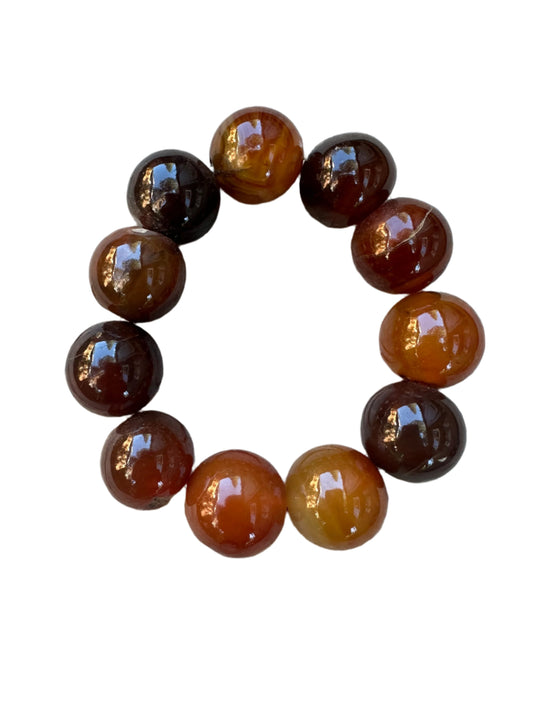 Natural Amber Gemstone Bead Elastic Bracelet