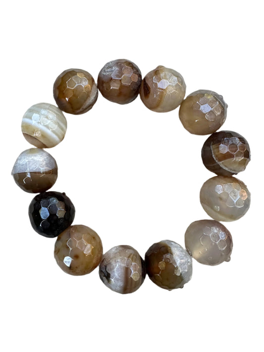 Natural Brown Tourmaline Gemstone Bead Elastic Bracelet