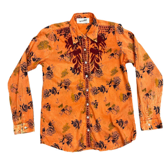 Printed & Embroidered Button Up Shirt