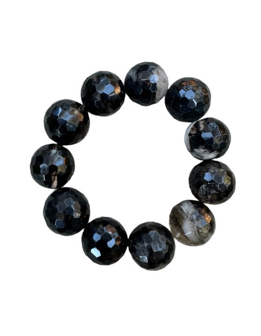 Natural Smokey Quartz Gemstone Bead Elastic Bracelet