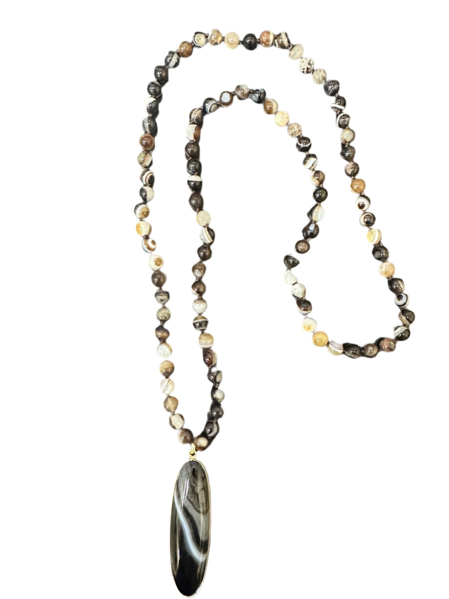 Long Beaded Necklace with Pendant