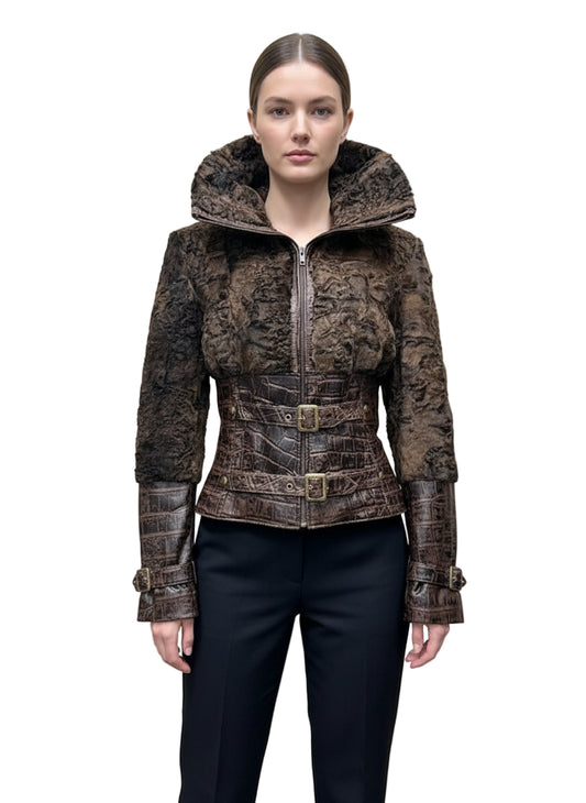 Sculptured Karakul Bomber Jacket