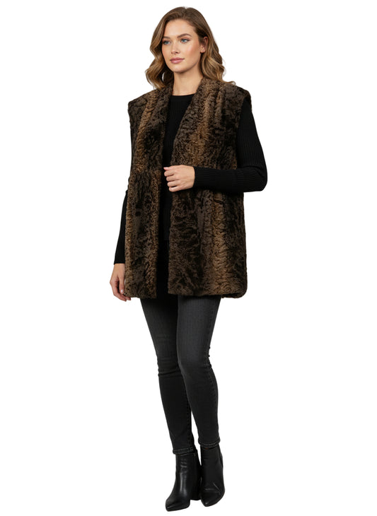 Dyed Karakul Vest Reversible to Nappa