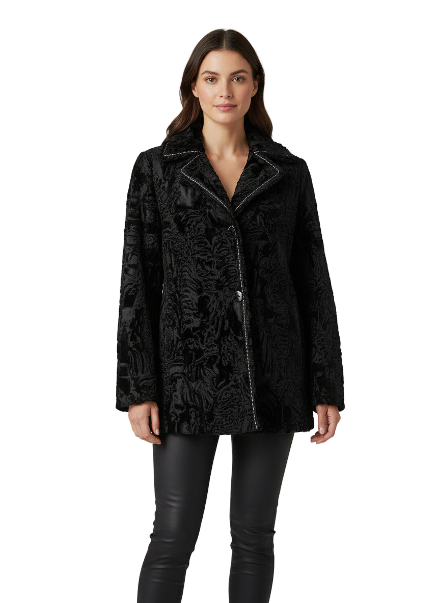 Persian Lamb Jacket with Leather Trim