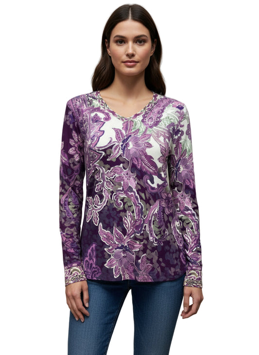 The Janie Favorite Long Sleeve V-Neck Tee - Anzio