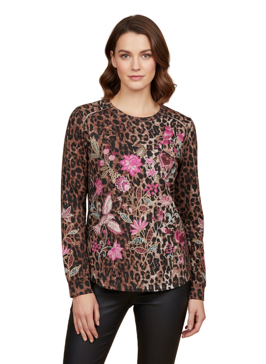 Penellope Seamed Sleeve T-Shirt - OG Leopard