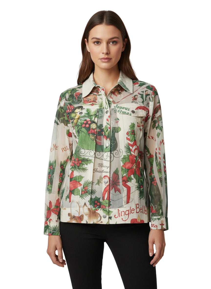 Faux Suede Trimmed Mesh Jacket