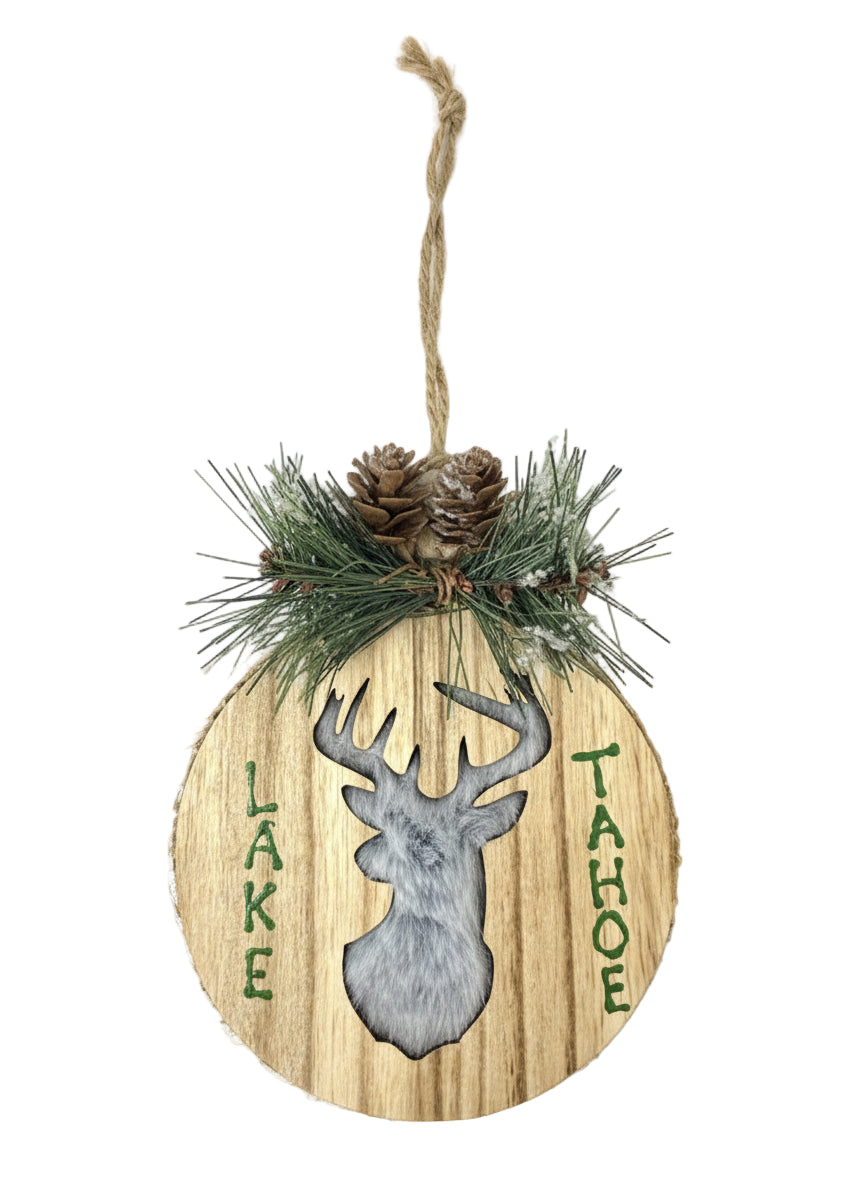 Ornament - Tahoe Furry Deer on Wood