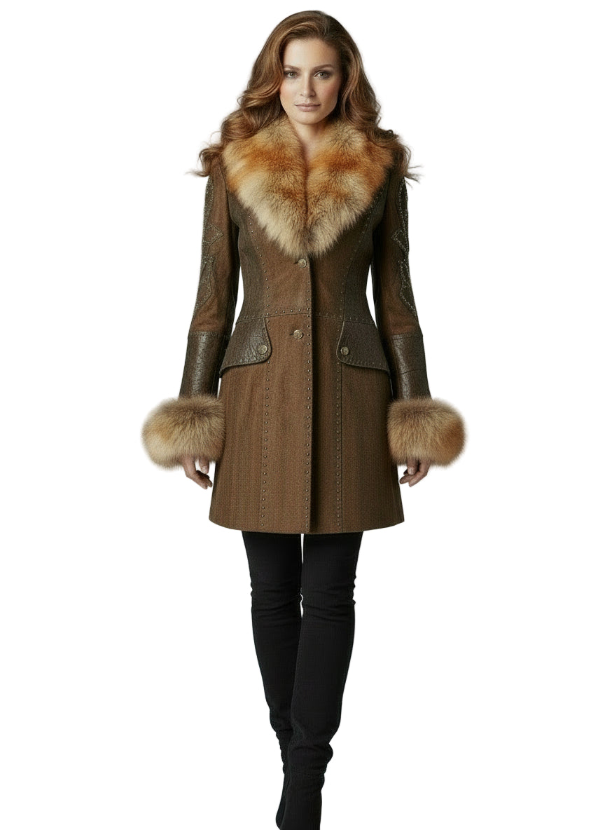 Lamb Jacket with Crystal Trim and Tuscany Fur