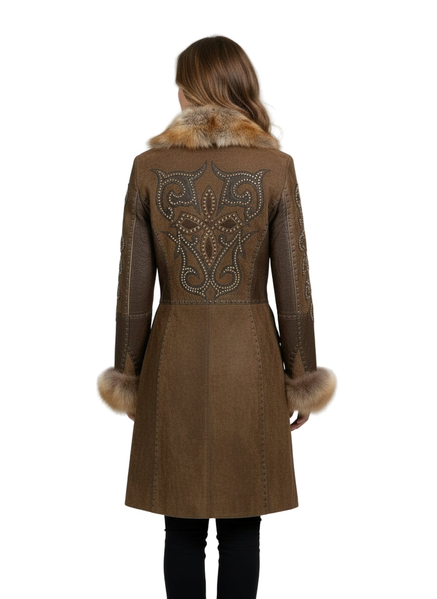 Lamb Jacket with Crystal Trim and Tuscany Fur