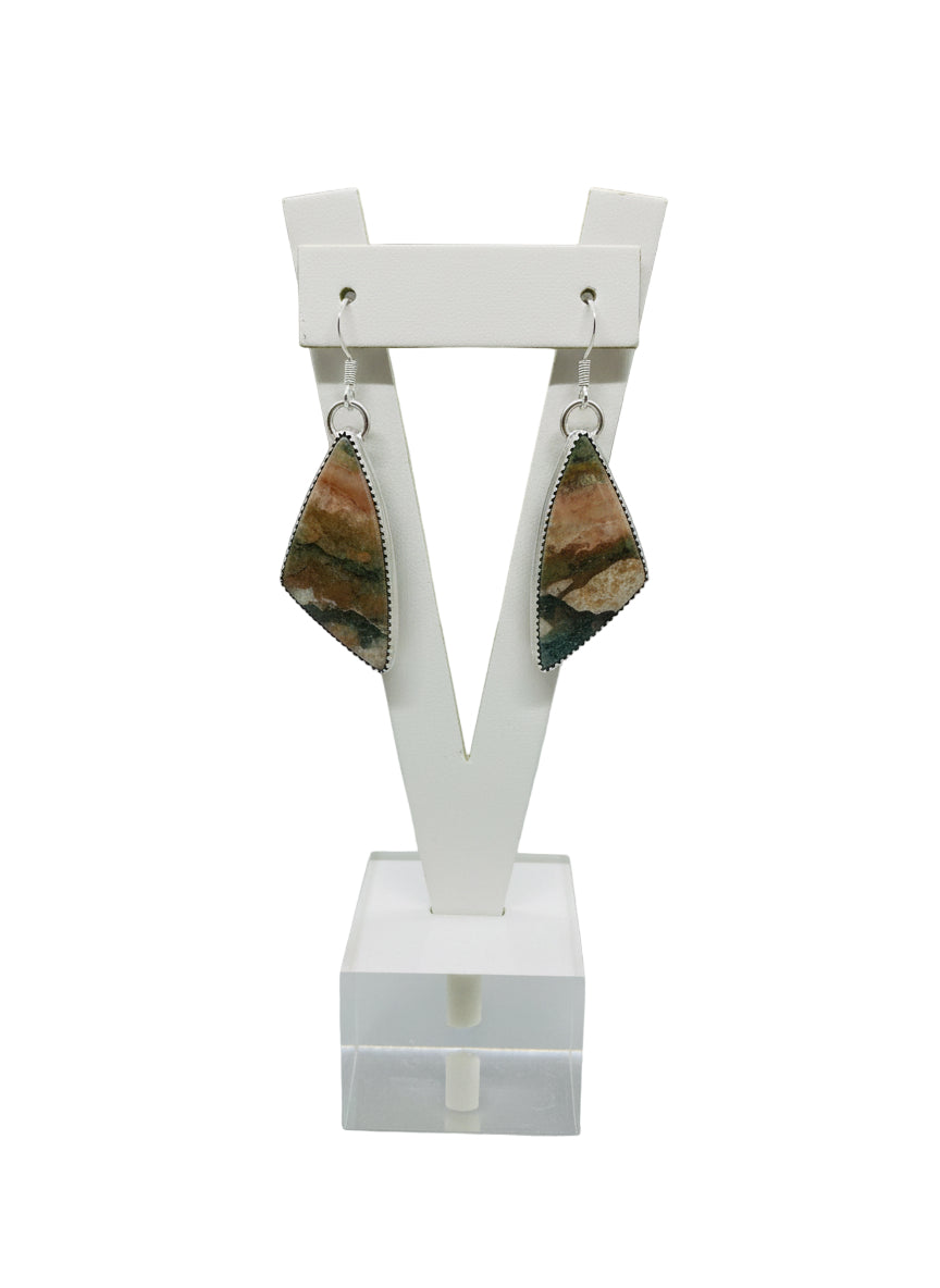 Earrings - Indonesian Opal Palm Wood Sterling