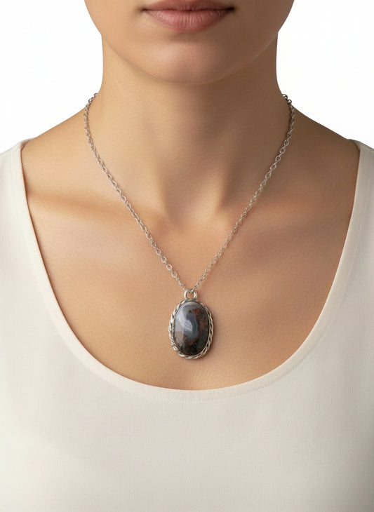 Necklace - Moss Agate, Sterling Silver