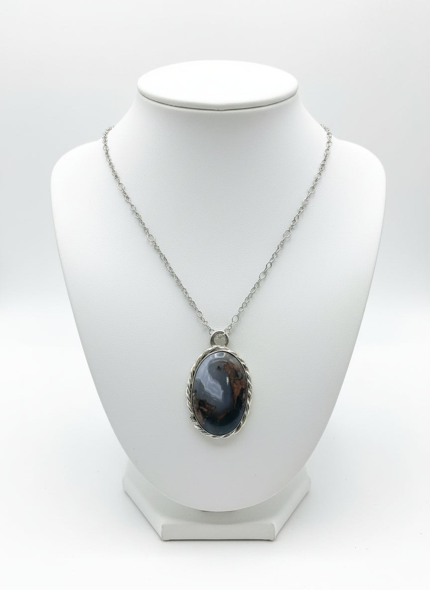 Necklace - Moss Agate, Sterling Silver