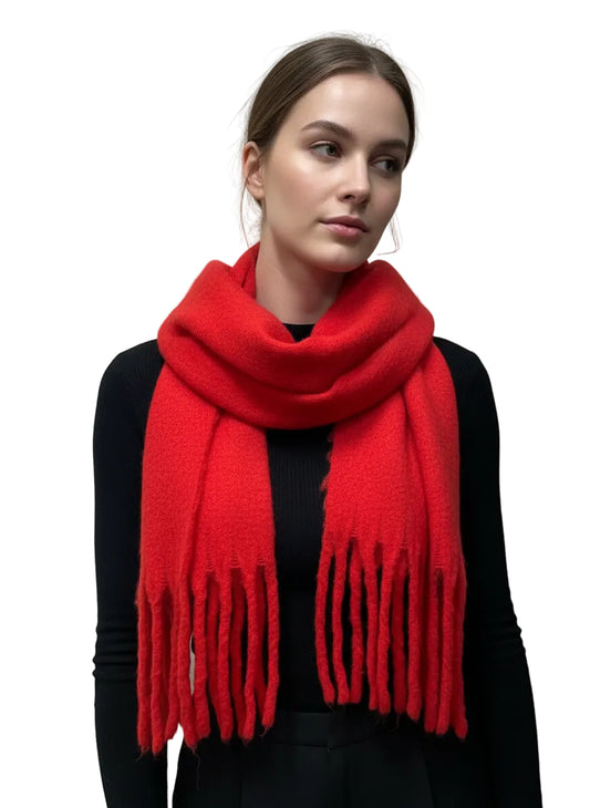 Solid Color Winter Scarf with Tassel
