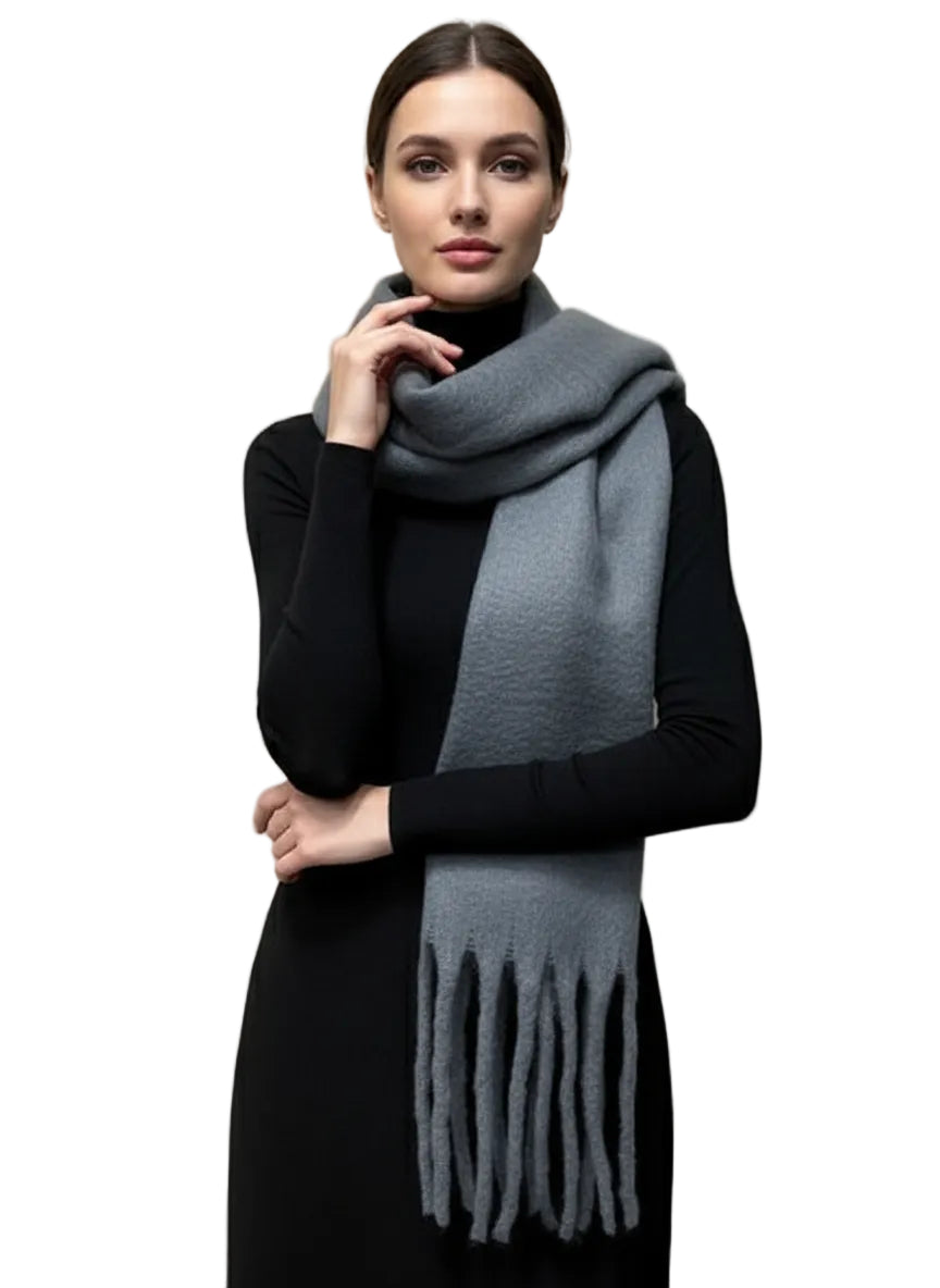 Solid Color Winter Scarf with Tassel