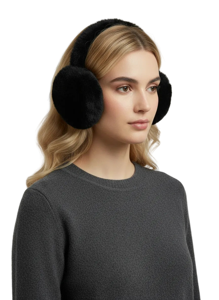 Shearling Earmuff with Black Frame