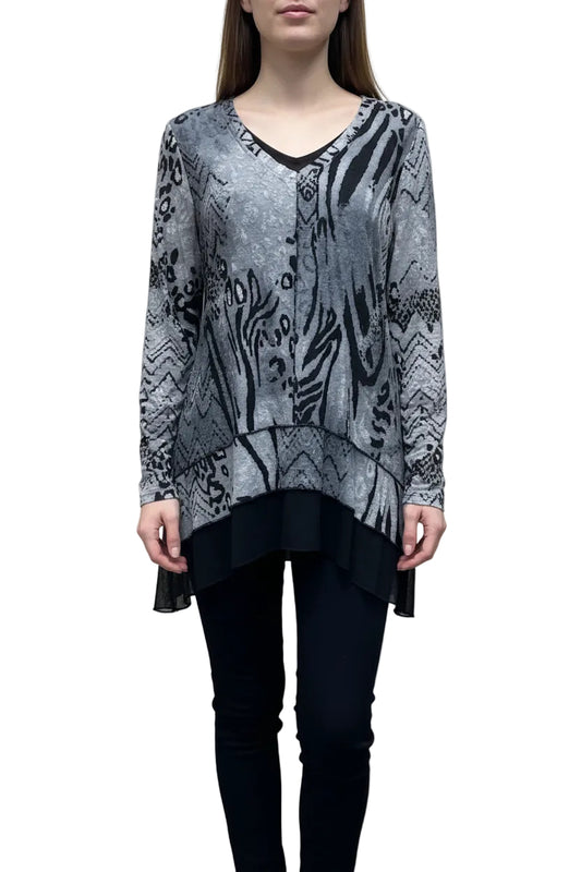 Hi Lo V-Neck Long Sleeve Top