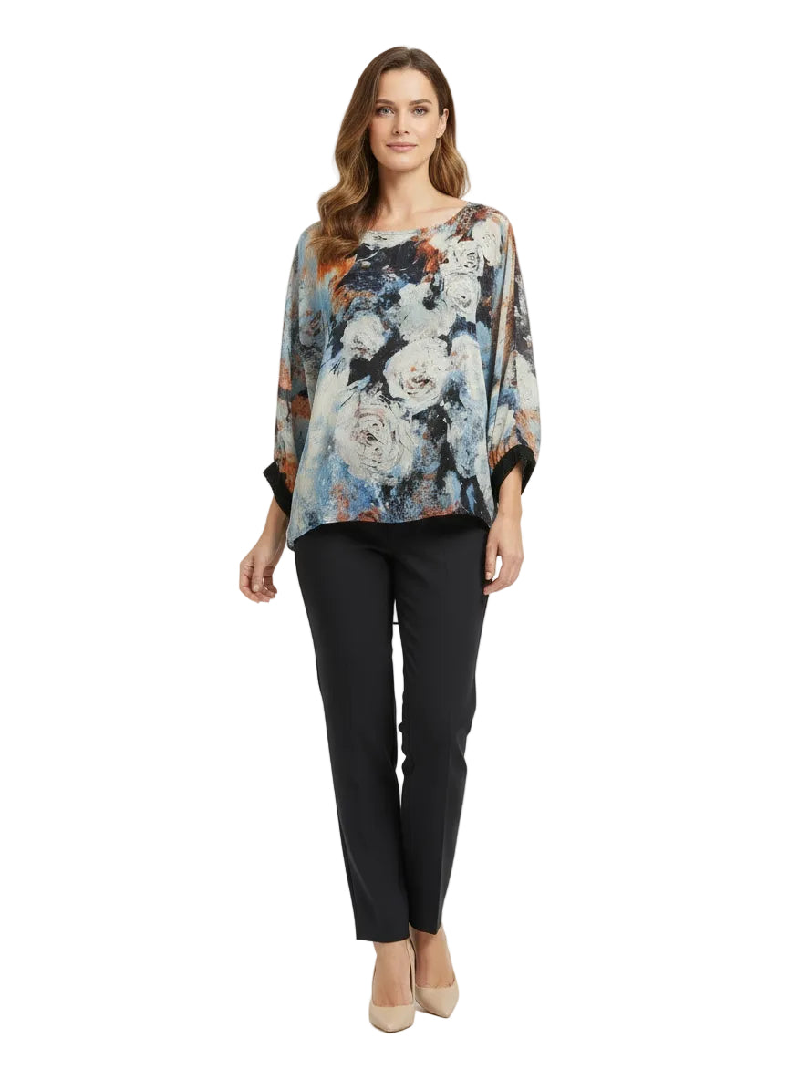 Kamana Boxy Print Top with Sequins