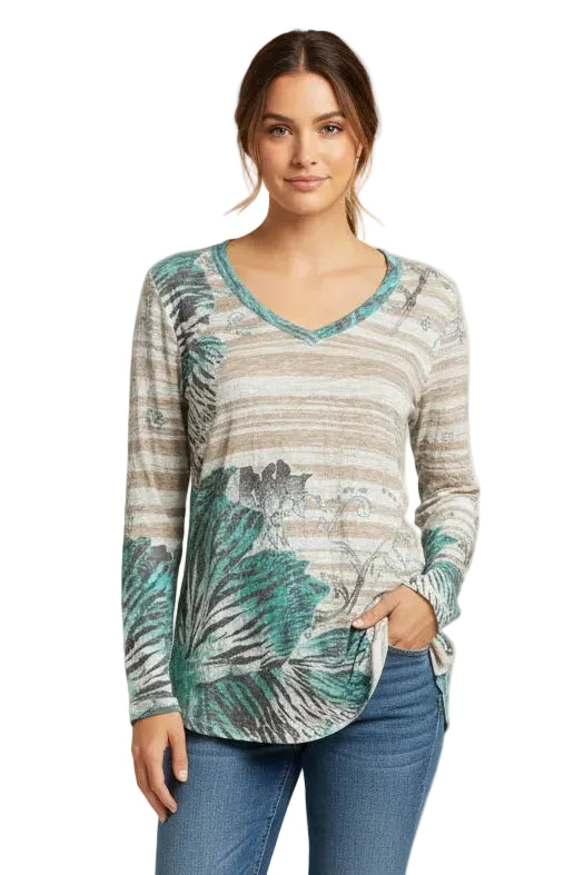 3/4 Sleeve V-Neck Top - Lola