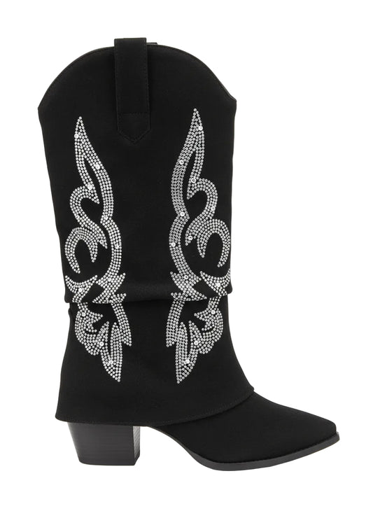 Western Folded Over Boots with Rhinestones