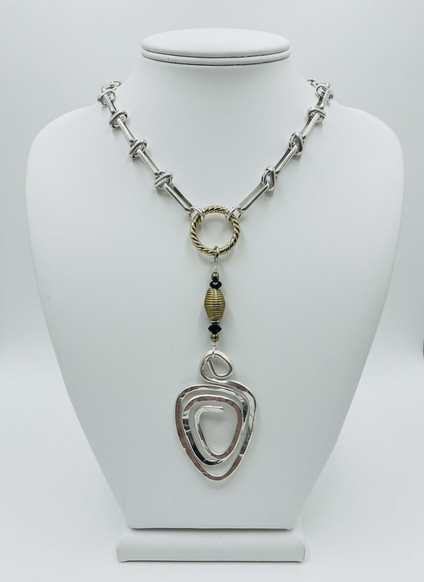 Satin Silver - Oval Chain with Pendant