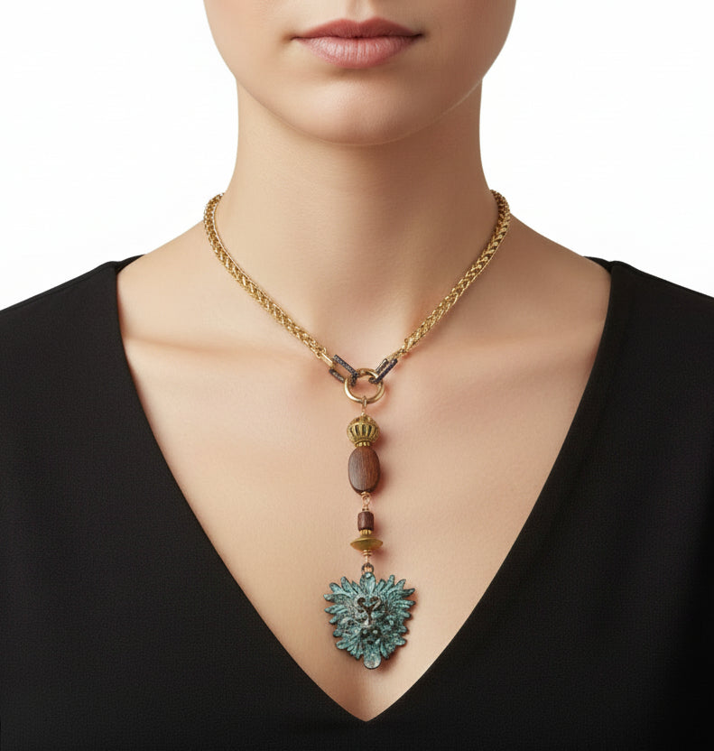 Shiny Gold Med Wheat with Pendant