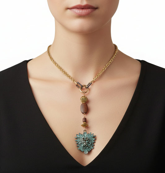 Shiny Gold Med Wheat with Pendant