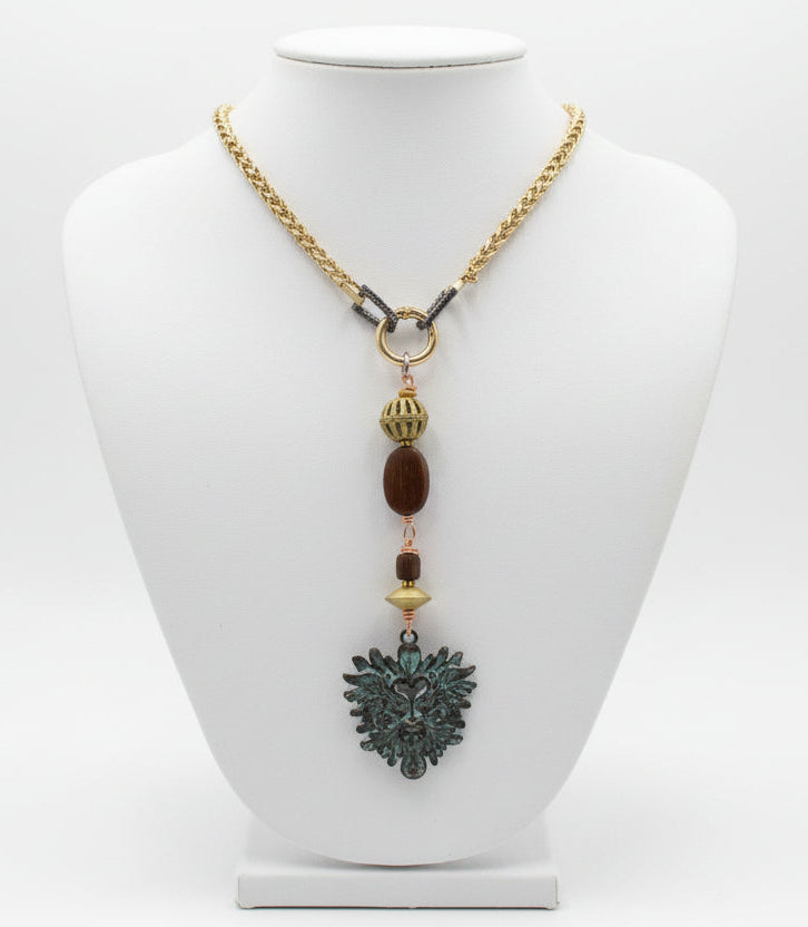 Shiny Gold Med Wheat with Pendant