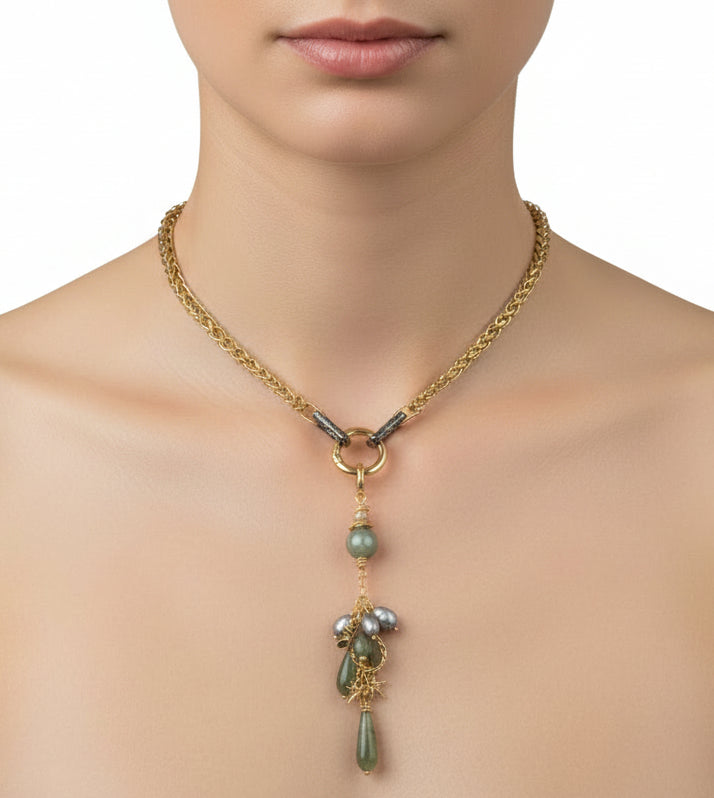 Shiny Gold Med Wheat with Pendant