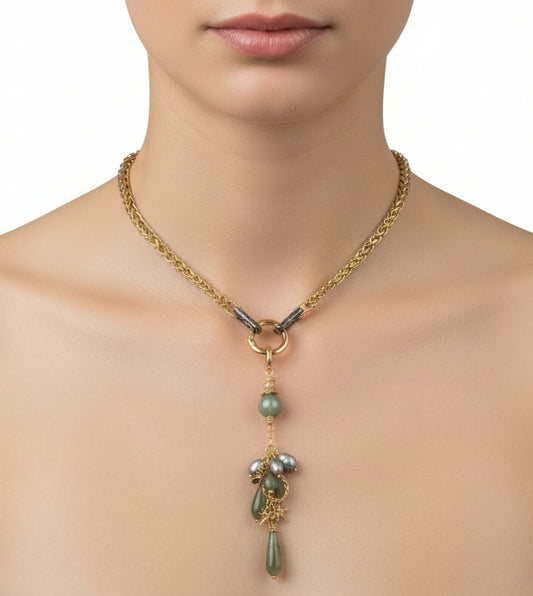 Shiny Gold Med Wheat with Pendant