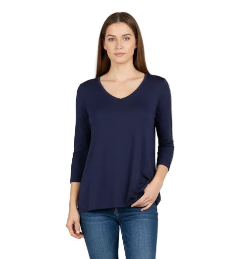 3/4 Slv V-Neck Shark Bite Top