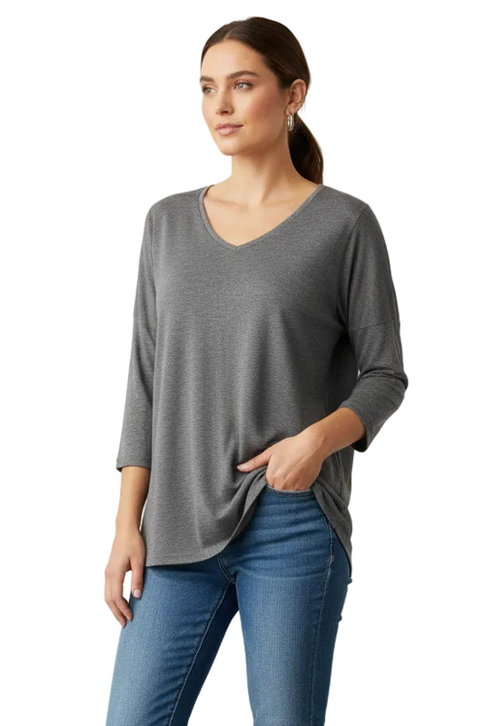 3/4 Slv V-Neck Top