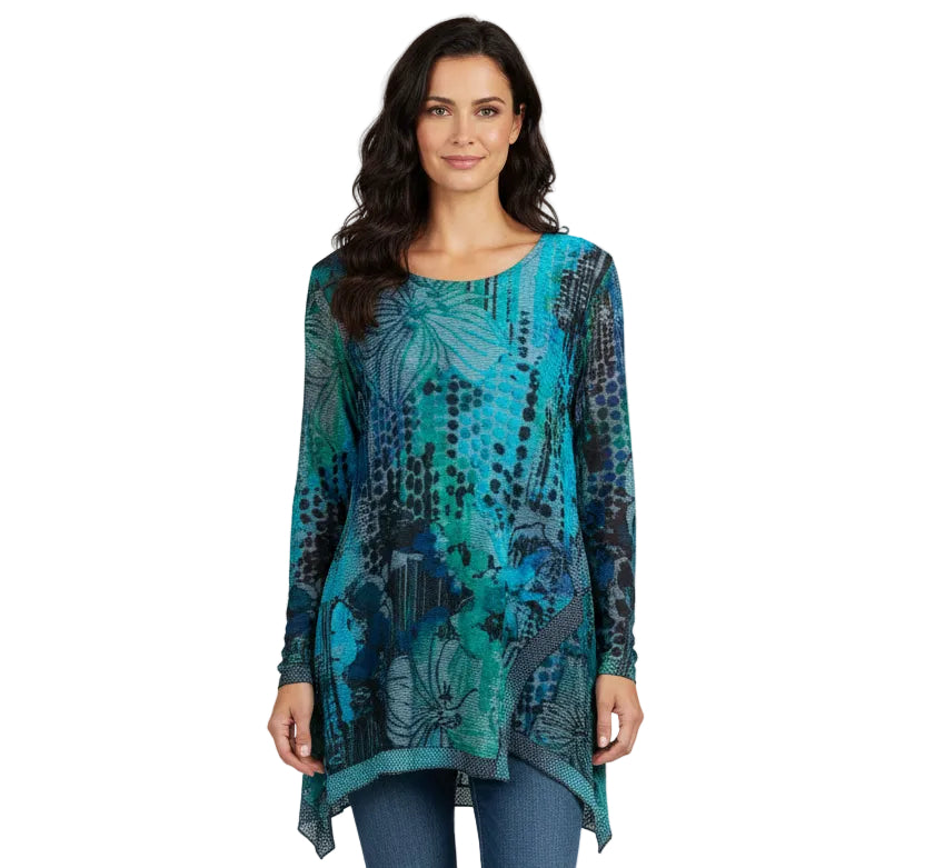 L/S Scoop Neck Burnout Top