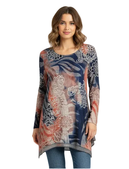 L/S Scoop Neck Burnout Top