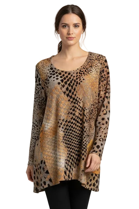 L/S Scoop Neck Hi Lo Burnout Top