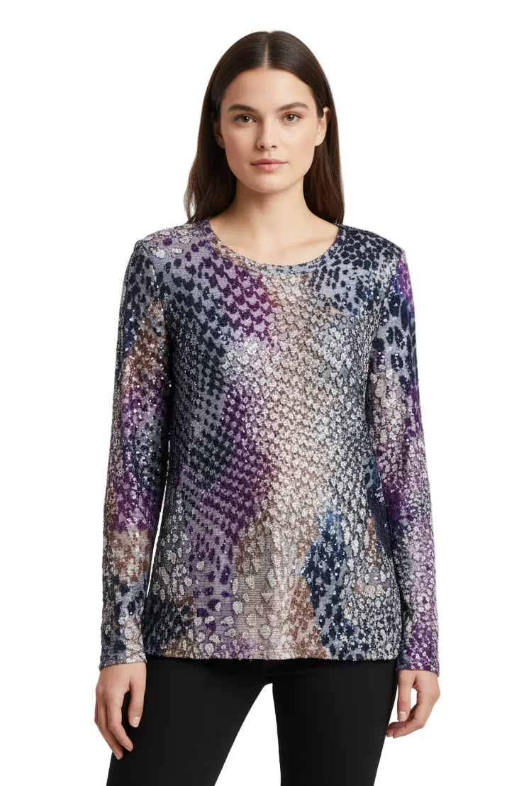 L/S Scoop Neck Hi Lo Burnout Top