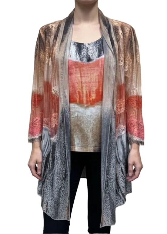 2pc Tank Top with Open Front Cardigan