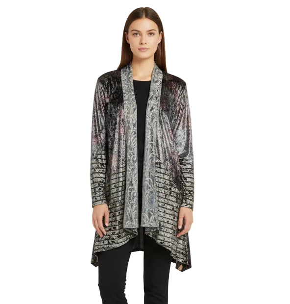 Velour Open Front Cardigan