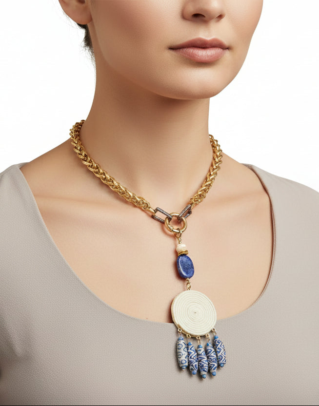 Shiny Gold Large Wheat with Pendant