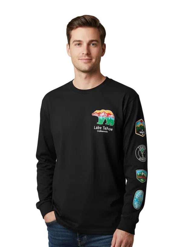 L/S Tee with Patches Bear Outline